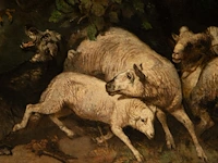 A copy after charles verlat's 'sheepdog defends its flock against the attack of an eagle' (1858), oil on canvas on panel 82 x 100 cm. (32.28 x 39.36 in.), frame: 93 x 109 cm. (36.60 x 42.90 in.) - afbeelding 4 van  5