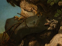 A copy after charles verlat's 'sheepdog defends its flock against the attack of an eagle' (1858), oil on canvas on panel 82 x 100 cm. (32.28 x 39.36 in.), frame: 93 x 109 cm. (36.60 x 42.90 in.) - afbeelding 5 van  5