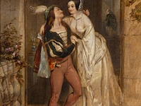 A courtly love couple, 1841, oil on canvas 30 x 23 cm. (11.81 x 9.06 in.), frame: 45.5 x 38 cm. (17.91 x 14.96 in.)