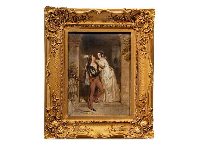 A courtly love couple, 1841, oil on canvas 30 x 23 cm. (11.81 x 9.06 in.), frame: 45.5 x 38 cm. (17.91 x 14.96 in.) - afbeelding 2 van  5