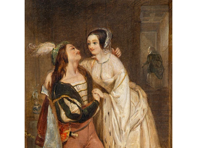 A courtly love couple, 1841, oil on canvas 30 x 23 cm. (11.81 x 9.06 in.), frame: 45.5 x 38 cm. (17.91 x 14.96 in.) - afbeelding 4 van  5