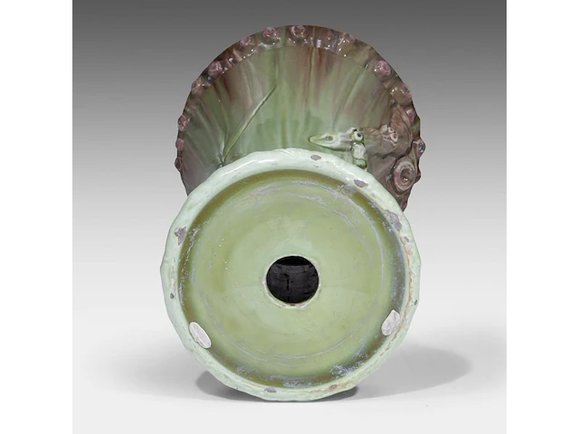A delphin massier (1836-1907) stand matched with a polychrome eichwald jardinière on a dolphin base, total h: 137 cm - afbeelding 2 van  17