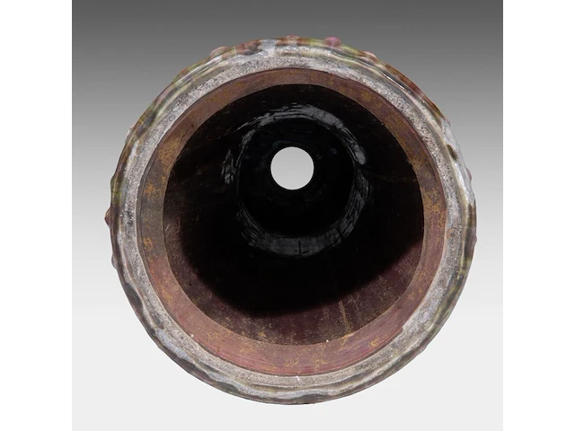 A delphin massier (1836-1907) stand matched with a polychrome eichwald jardinière on a dolphin base, total h: 137 cm - afbeelding 3 van  17