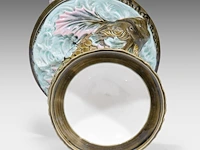 A delphin massier (1836-1907) stand matched with a polychrome eichwald jardinière on a dolphin base, total h: 137 cm - afbeelding 4 van  17