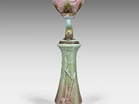 A delphin massier (1836-1907) stand matched with a polychrome eichwald jardinière on a dolphin base, total h: 137 cm - afbeelding 10 van  17