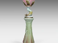 A delphin massier (1836-1907) stand matched with a polychrome eichwald jardinière on a dolphin base, total h: 137 cm - afbeelding 11 van  17