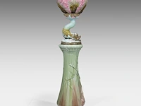 A delphin massier (1836-1907) stand matched with a polychrome eichwald jardinière on a dolphin base, total h: 137 cm - afbeelding 13 van  17