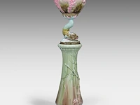 A delphin massier (1836-1907) stand matched with a polychrome eichwald jardinière on a dolphin base, total h: 137 cm - afbeelding 14 van  17