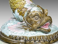 A delphin massier (1836-1907) stand matched with a polychrome eichwald jardinière on a dolphin base, total h: 137 cm - afbeelding 16 van  17