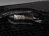 A delvaux vanity case in croco leather, with palladium hardware, ca 1980, h 17 - w 31 - d 23 cm - afbeelding 5 van  13