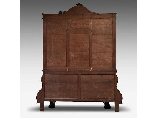A dutch rococo style burr wood display cabinet, 19thc 230 x 150 x 55 cm. (90.54 x 59.04 x 21.64 in.) - afbeelding 4 van  5
