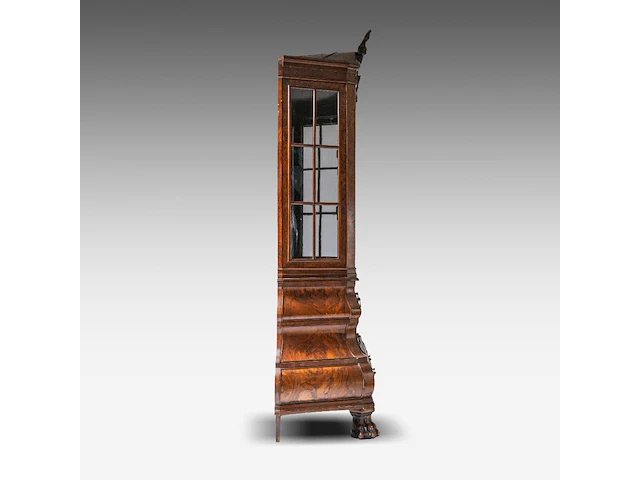 A dutch rococo style burr wood display cabinet, 19thc 230 x 150 x 55 cm. (90.54 x 59.04 x 21.64 in.) - afbeelding 5 van  5