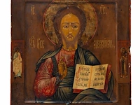 A fine 19thc russian orthodox icon of christ pantokrator 35.5 x 31.5 cm. (13.98 x 12.40 in.)