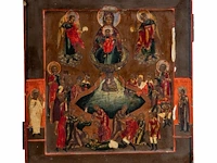 A fine 19thc russian orthodox icon of the 'life-giving fountain' 35 x 30.5 cm. (13.77 x 12.00 in.)