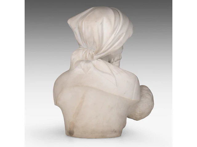 A fine carrara marble bust of a mother holding her child, signed 'lab. del bianco' 48 cm. (18.89 in.) - afbeelding 4 van  6