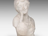 A fine carrara marble bust of a mother holding her child, signed 'lab. del bianco' 48 cm. (18.89 in.) - afbeelding 6 van  6