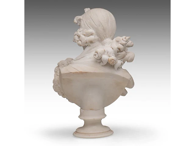 A fine carrara marble bust of an art nouveau female beauty 60 cm. (23.62 in.) - afbeelding 4 van  8