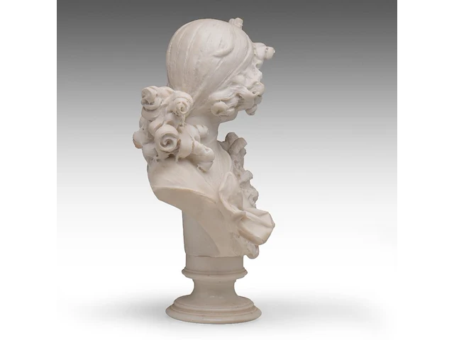 A fine carrara marble bust of an art nouveau female beauty 60 cm. (23.62 in.) - afbeelding 5 van  8