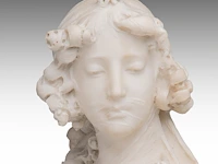 A fine carrara marble bust of an art nouveau female beauty 60 cm. (23.62 in.) - afbeelding 8 van  8