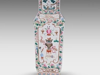 A fine chinese 'one hundred treasures' fanghu vase, 19thc, h 58 cm