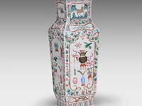 A fine chinese 'one hundred treasures' fanghu vase, 19thc, h 58 cm - afbeelding 8 van  8