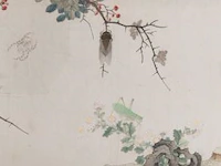 A fine chinese painting, 'butterflies and insects in lush nature', colour on paper, signed yun bing (1771-1823), 150 x 47 cm