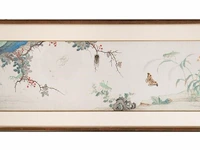 A fine chinese painting, 'butterflies and insects in lush nature', colour on paper, signed yun bing (1771-1823), 150 x 47 cm - afbeelding 2 van  7
