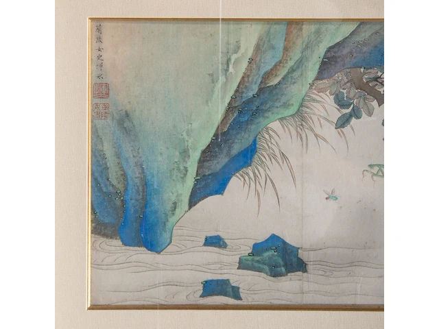 A fine chinese painting, 'butterflies and insects in lush nature', colour on paper, signed yun bing (1771-1823), 150 x 47 cm - afbeelding 3 van  7