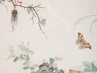 A fine chinese painting, 'butterflies and insects in lush nature', colour on paper, signed yun bing (1771-1823), 150 x 47 cm - afbeelding 5 van  7
