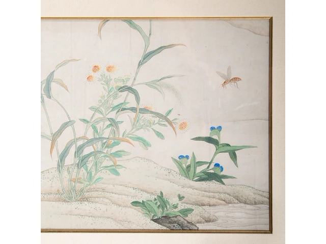 A fine chinese painting, 'butterflies and insects in lush nature', colour on paper, signed yun bing (1771-1823), 150 x 47 cm - afbeelding 6 van  7