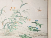 A fine chinese painting, 'butterflies and insects in lush nature', colour on paper, signed yun bing (1771-1823), 150 x 47 cm - afbeelding 6 van  7