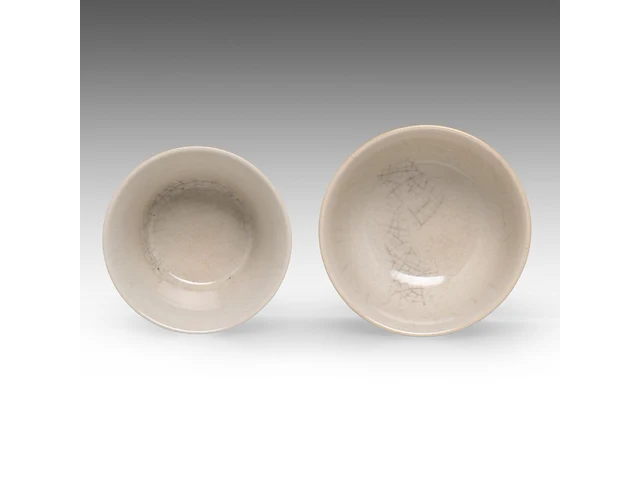 A fine chinese soft-paste and underglaze blue 'goji medallions' and a 'grasshopper' tea bowl, chenghua and jiajing mark, h 3,4 - 4 cm - afbeelding 6 van  7