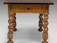 A fine dutch baroque walnut and burr centre table, decorated with star marquetry 74 x 120 x 80 cm. (29.12 x 47.24 x 31 1/2 in.) - afbeelding 3 van  8