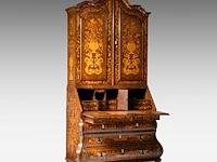 A fine dutch rococo marquetry secretary cabinet, 18thc 226 x 115 x 60 cm. (88.98 x 45.28 x 23.62 in.) - afbeelding 2 van  6