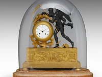 A fine empire gilt and patinated bronze mantle clock with chronos on top, by jean-joseph hanset, ca. 1815 41 x 36 cm. (16.14 x 14.16 in.) - afbeelding 2 van  11