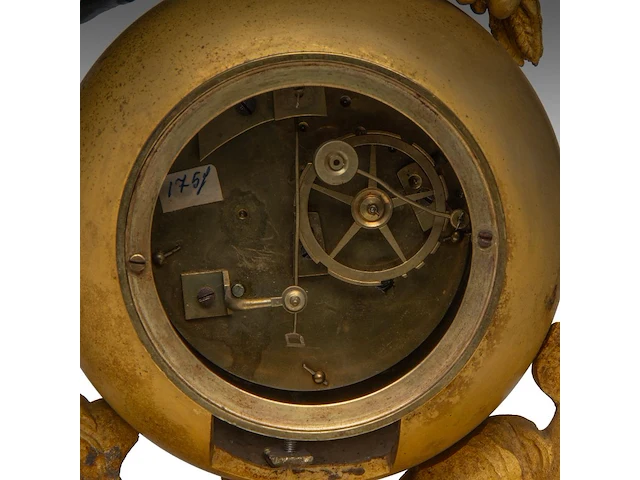 A fine empire gilt and patinated bronze mantle clock with chronos on top, by jean-joseph hanset, ca. 1815 41 x 36 cm. (16.14 x 14.16 in.) - afbeelding 11 van  11