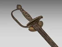 A fine gilt damascus bronze bow, 19thc, added a matching sword the bow: 88 cm. (34.64 in.), the sword: 97 cm. (38.18 in.) - afbeelding 4 van  4