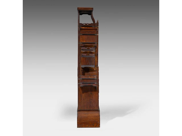 A fine japanese marquetry (yosegi-zaiku) shodona, meiji period (1868-1912), h 165 cm - w 90,5 cm - d 32 cm - afbeelding 4 van  6
