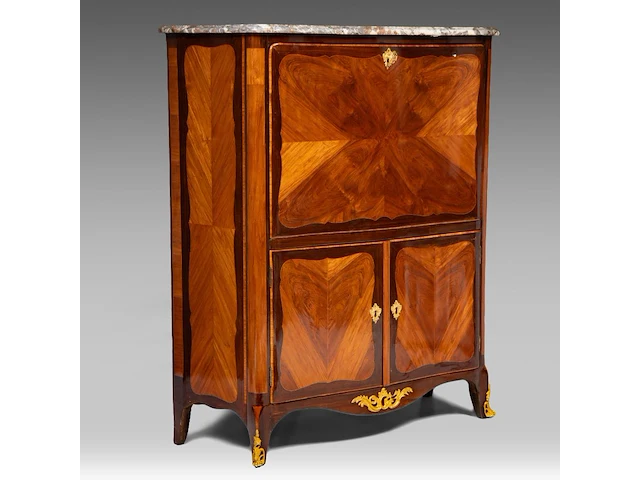 A fine louis xv gilt bronze mounted rosewood veneered 'bureau abattant' with a marble top, mid-18thc 131 x 113 x 44 cm. (51.57 x 44.49 x 17.32 in.) - afbeelding 1 van  8