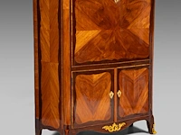 A fine louis xv gilt bronze mounted rosewood veneered 'bureau abattant' with a marble top, mid-18thc 131 x 113 x 44 cm. (51.57 x 44.49 x 17.32 in.)