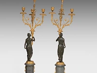 A fine pair of louis xvi period gilt and patinated bronze figural candelabras, ca. 1800 85 cm. (33.46 in.) - afbeelding 3 van  5