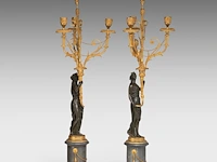 A fine pair of louis xvi period gilt and patinated bronze figural candelabras, ca. 1800 85 cm. (33.46 in.) - afbeelding 4 van  5