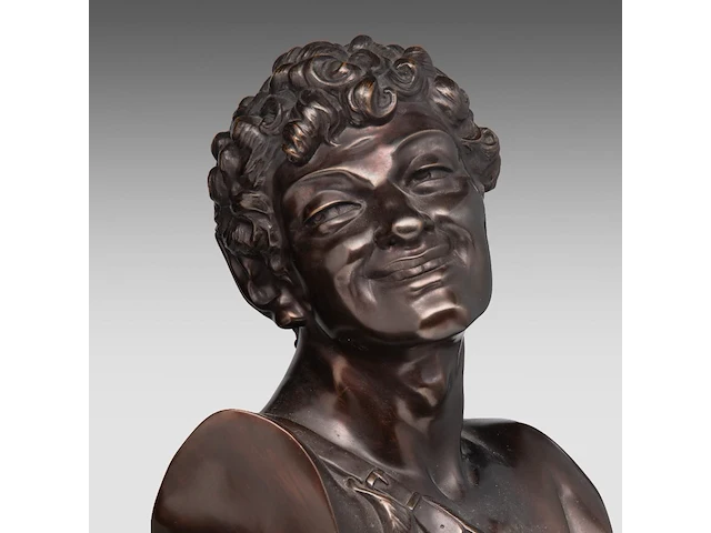 A fine pair of patinated bronze busts by victor paillard & romain, paris total 47 cm. (18 1/2 in.) - afbeelding 7 van  7