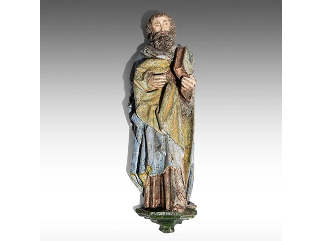 A fine polychrome oak sculpture of a saint, early 16thc, flemish 72 cm. (28.35 in.) - afbeelding 1 van  5