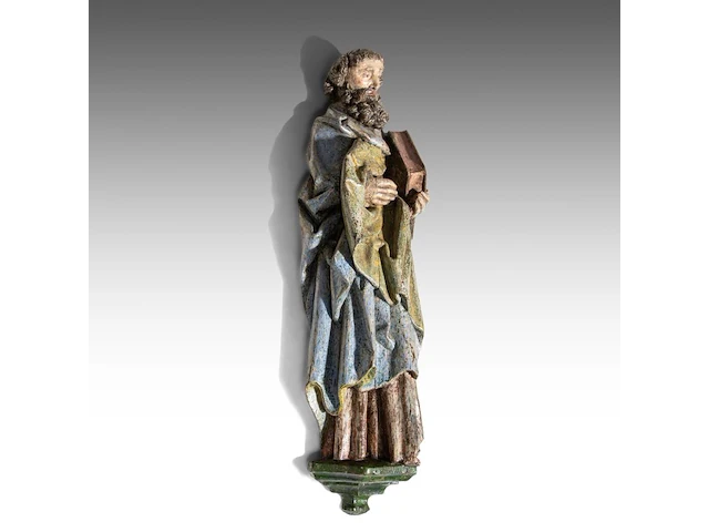 A fine polychrome oak sculpture of a saint, early 16thc, flemish 72 cm. (28.35 in.) - afbeelding 4 van  5