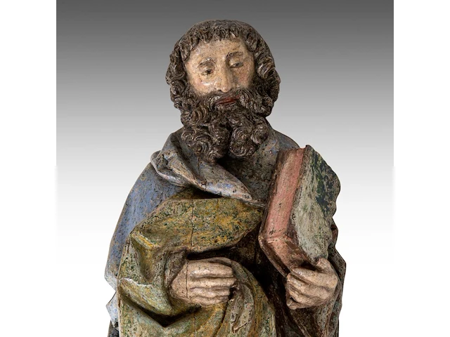 A fine polychrome oak sculpture of a saint, early 16thc, flemish 72 cm. (28.35 in.) - afbeelding 5 van  5