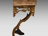 A fine rococo giltwood console table with a brèche d'alep marble top, mid 18thc 81 x 80 x 46 cm. (31.89 x 31 1/2 x 18.10 in.) - afbeelding 4 van  6