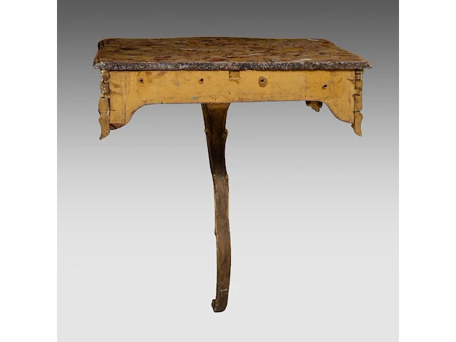 A fine rococo giltwood console table with a brèche d'alep marble top, mid 18thc 81 x 80 x 46 cm. (31.89 x 31 1/2 x 18.10 in.) - afbeelding 5 van  6