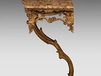 A fine rococo giltwood console table with a brèche d'alep marble top, mid 18thc 81 x 80 x 46 cm. (31.89 x 31 1/2 x 18.10 in.) - afbeelding 6 van  6