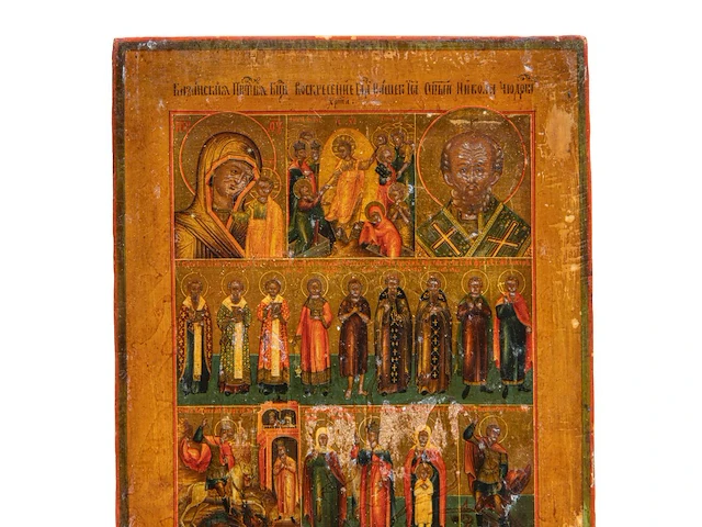 A fine russian orthodox calendar tabletaka, 19thc 28 x 22.5 cm. (11.01 x 8.85 in.) - afbeelding 3 van  4